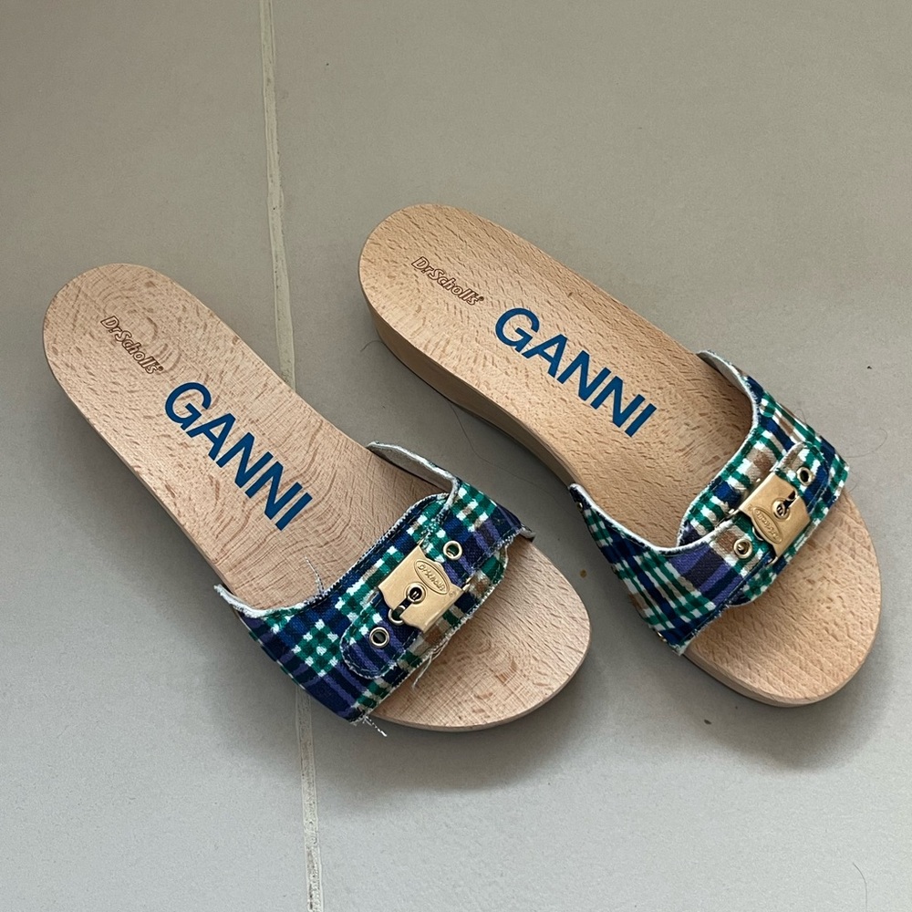 Ganni x Dr. Scholl’s Original Sandal Blue Plaid 7